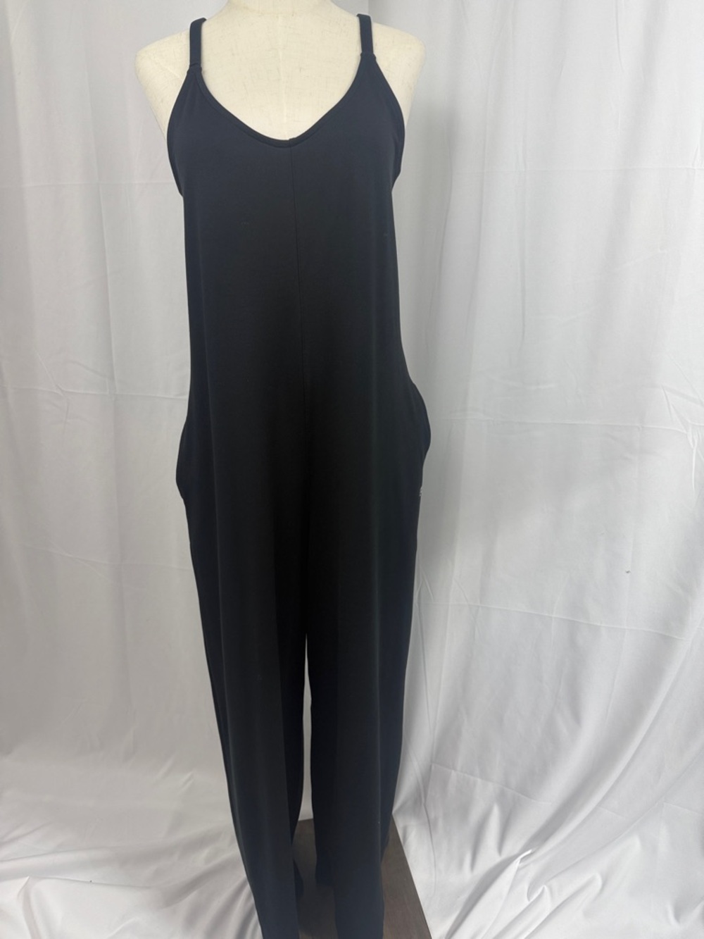 Fabletics Black Sleeveless V-Neck Jumpsuit with Pockets